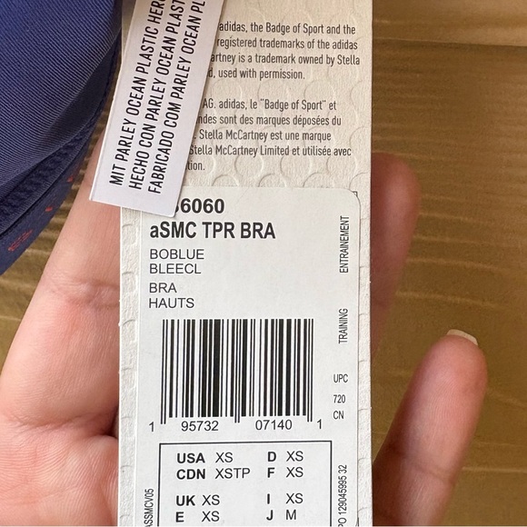 Adidas by Stella Mccartney NWT ASMC TPR Sports Bra in Blue Size XS - Picture 6 of 6